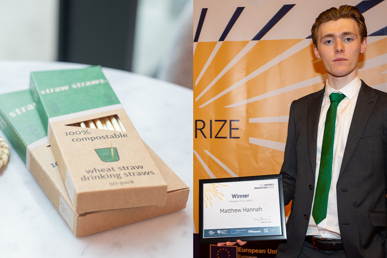 Matthew Hannah recieving the Mayor’s Innovation Prize